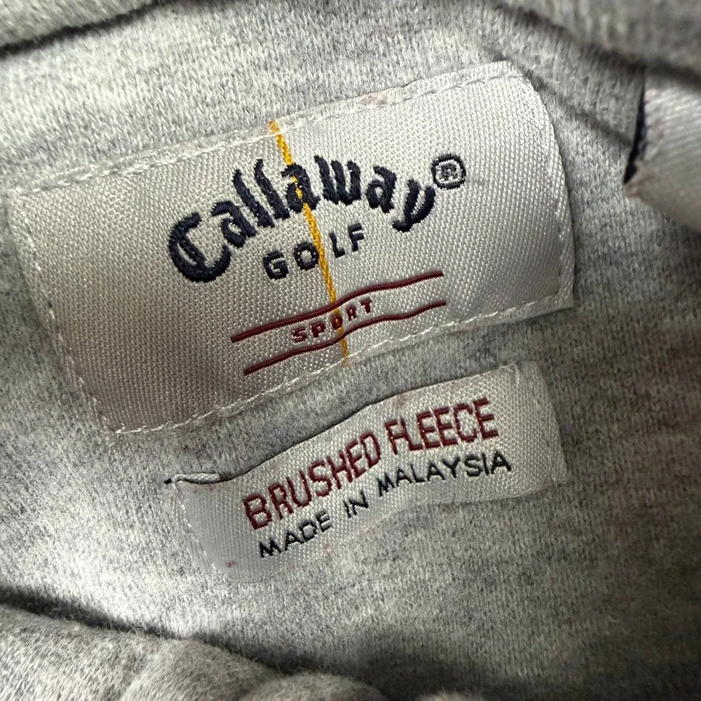 Callaway Golf Sport Mens Large Gray Brushed Fleece Quarter Zip Pullover Sweater